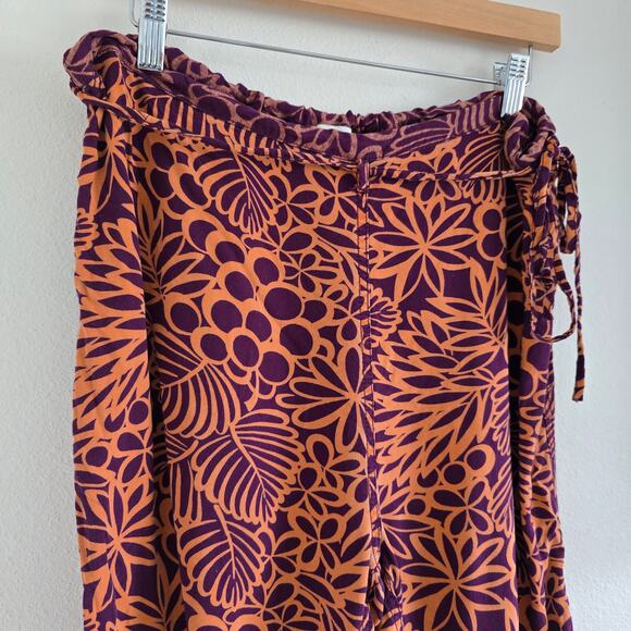 Sundance Boho Printed Jogger Pants Orange Navy Size M Relaxed Lounge Resort - Picture 3 of 11